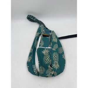 Kavu Sling Bag Teal with Pinapples Zippers Small Stains Clean Inside
